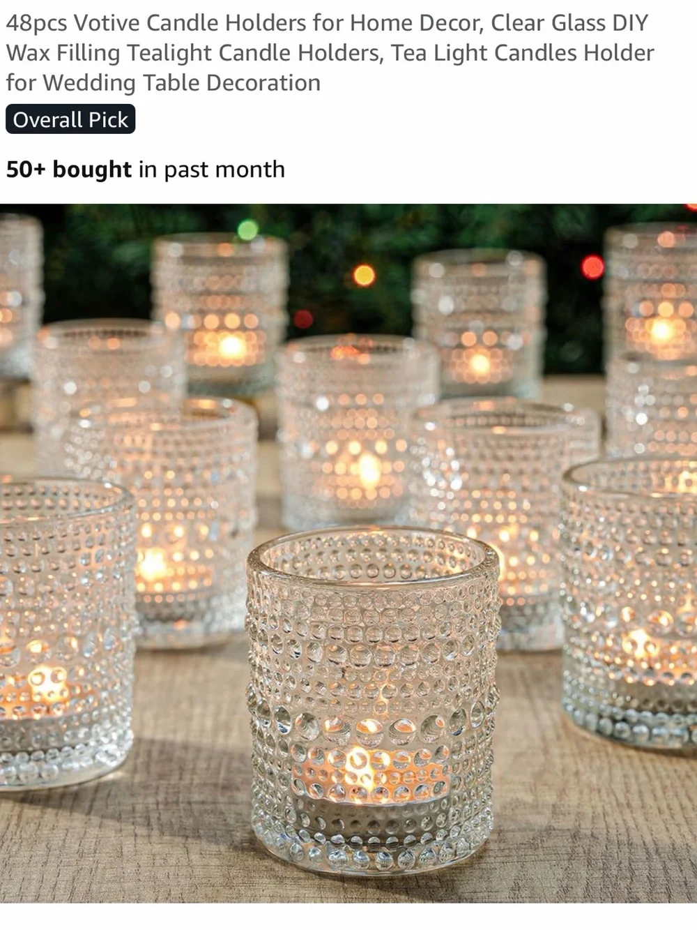 Clear Glass Votive Candle Holders - Set of Clear Textured Tea Light Holders